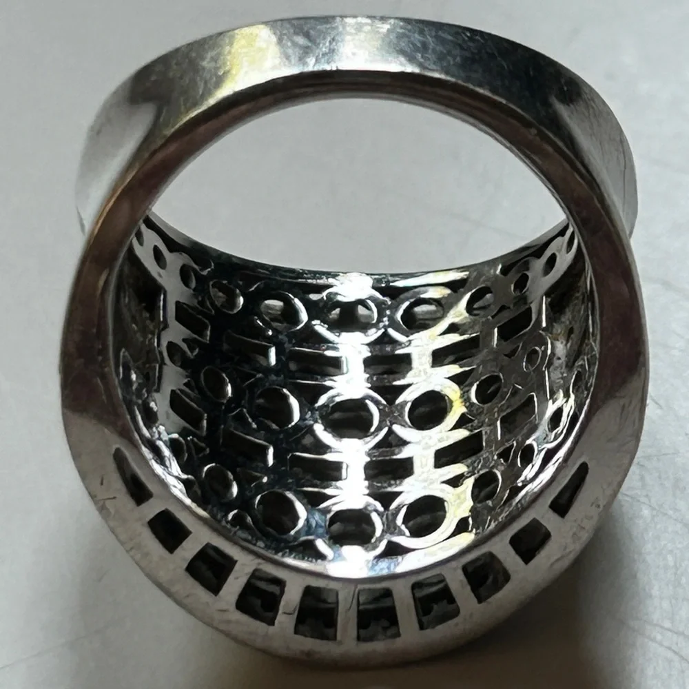 Silver Crystal Size 8 Multi-Row Statement Ring - Clear